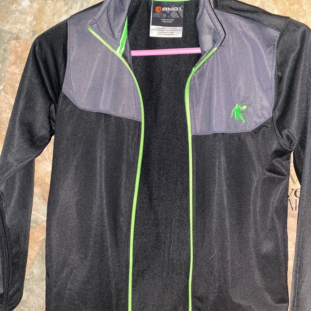 And1 jogging suit black green